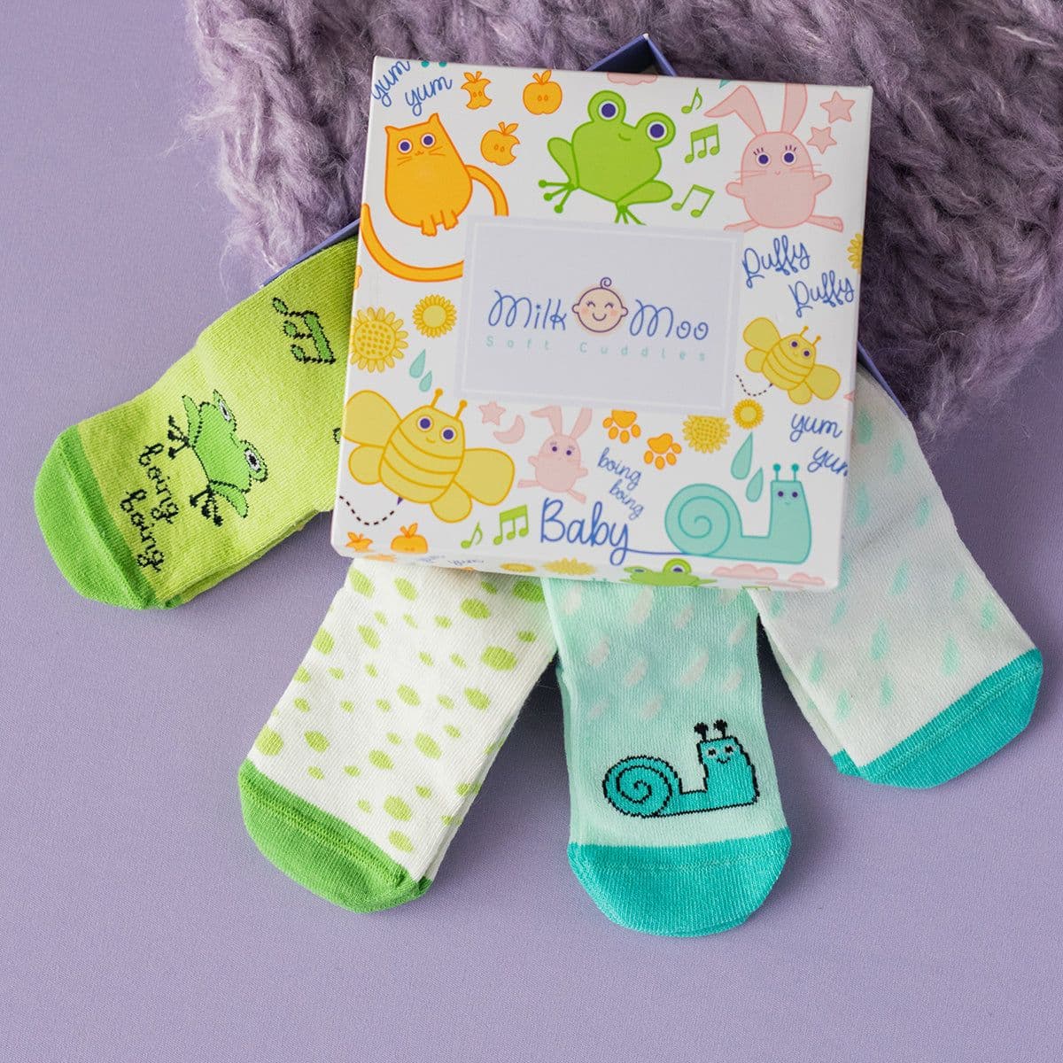 image-Milk&Moo Cacha Frog und Baby Sangaloz 2 Paar Baby Socken, 12-24 Monate
