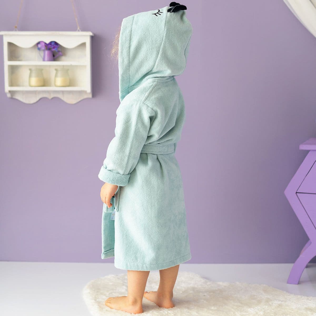 image-Milk&Moo Sangaloz Kinder Samt Bademantel mit Kapuze