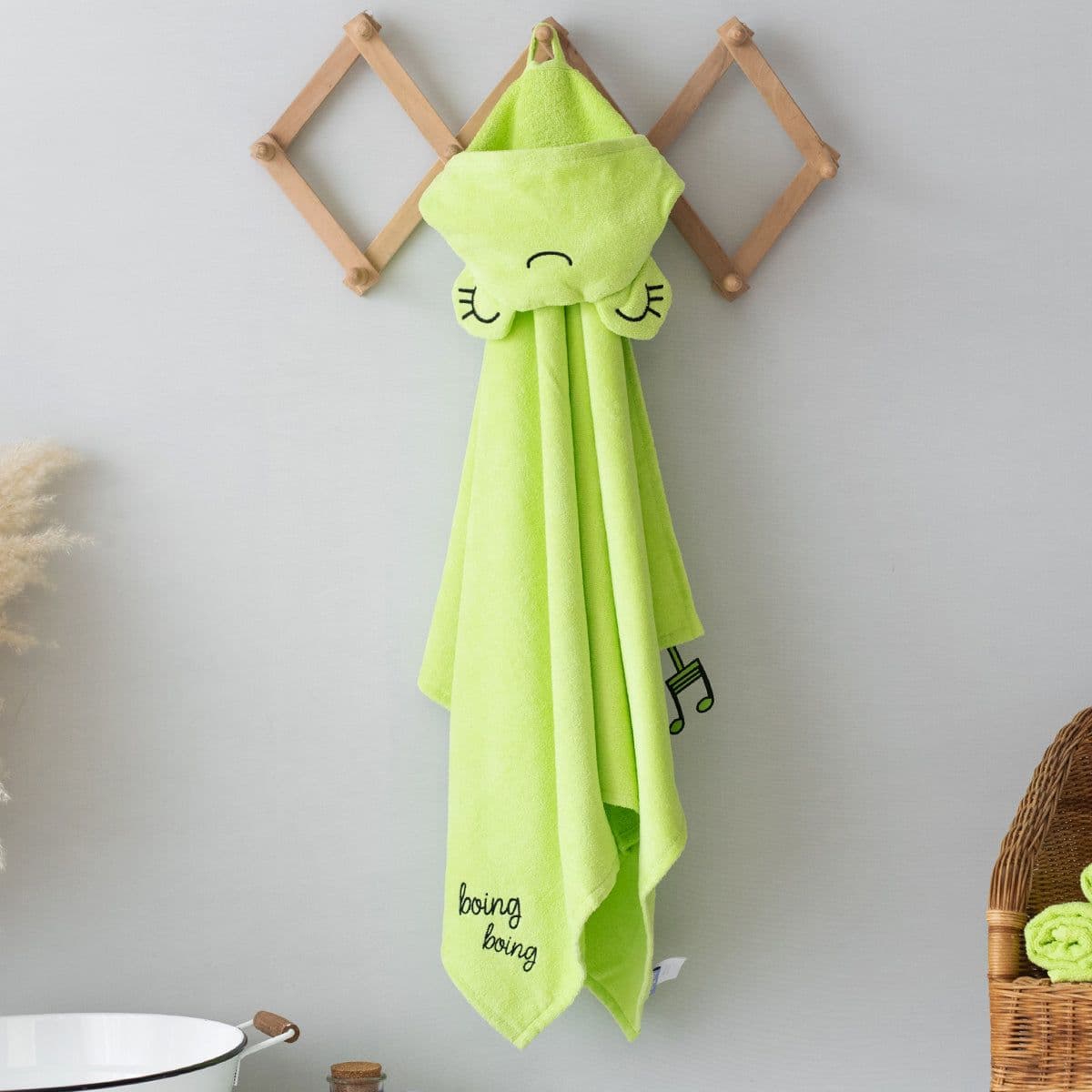 image-Milk&Moo Cacha Frog Baby Kapuzenbadetuch aus Samt