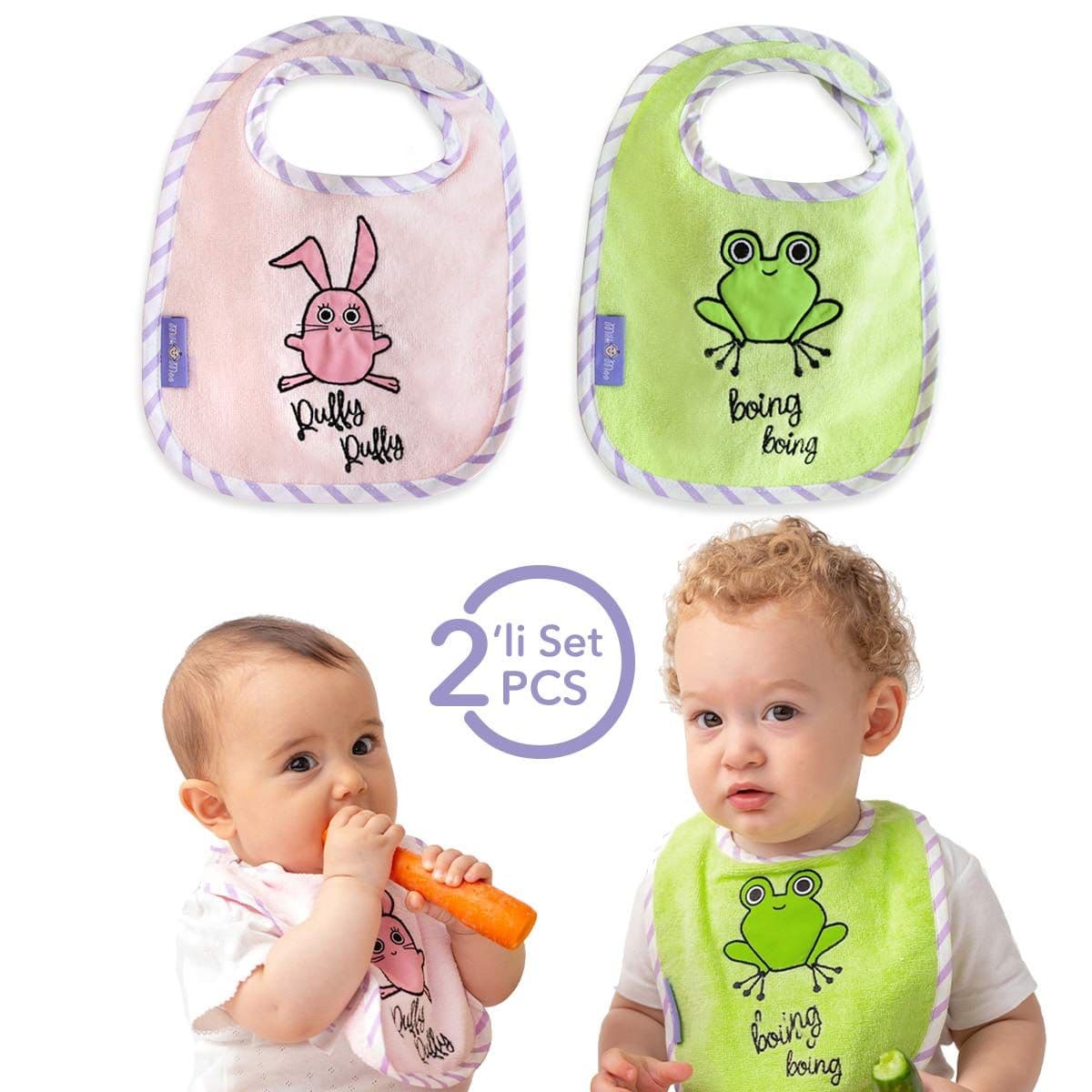 image-Milk&Moo Chancin und Cacha Frog Baby Lätzchen Set 2 Stück