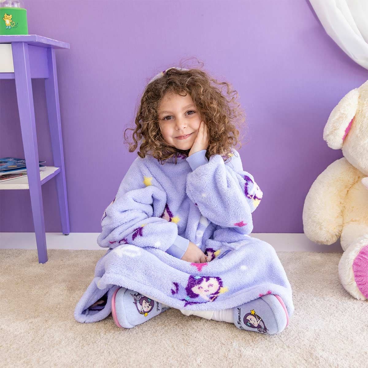 image-Milk&Moo Kleine Meerjungfrau Tragbarer Decken-Hoodie für Kinder Jungen