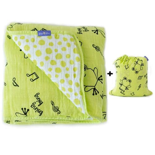 image-Milk&Moo Cacha Frog Musselin Flauschige Babydecke, 90x110cm