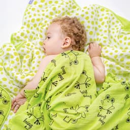 image-Milk&Moo Cacha Frog Musselin Flauschige Babydecke, 90x110cm