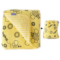 image-Milk&Moo Buzzy Bee Musselin Flauschige Babydecke, 90x110cm