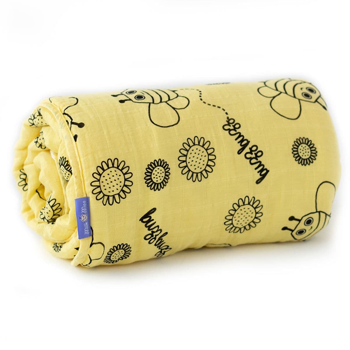 image-Milk&Moo Buzzy Bee Musselin Flauschige Babydecke, 90x110cm