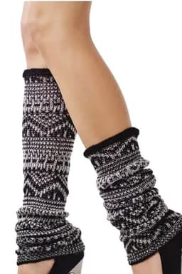 image-Cozy Knitted Leg Warmers in Black and Grey