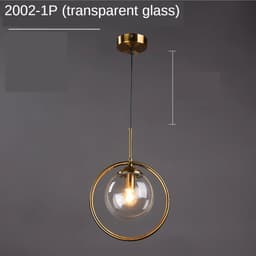 image-Modern Glass Ball Pendant Lighting Fixture Golden Ring Kitchen Dining Room Bedside Hanging Lamps Luminaire Suspension Lights