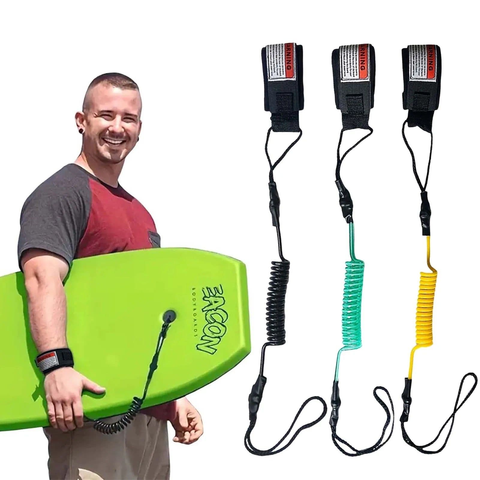 image-1Pc Hot Surf Leash - Safety Hand Rope Hook | Coiled Bodyboarding Leash for Small-Medium Waves
