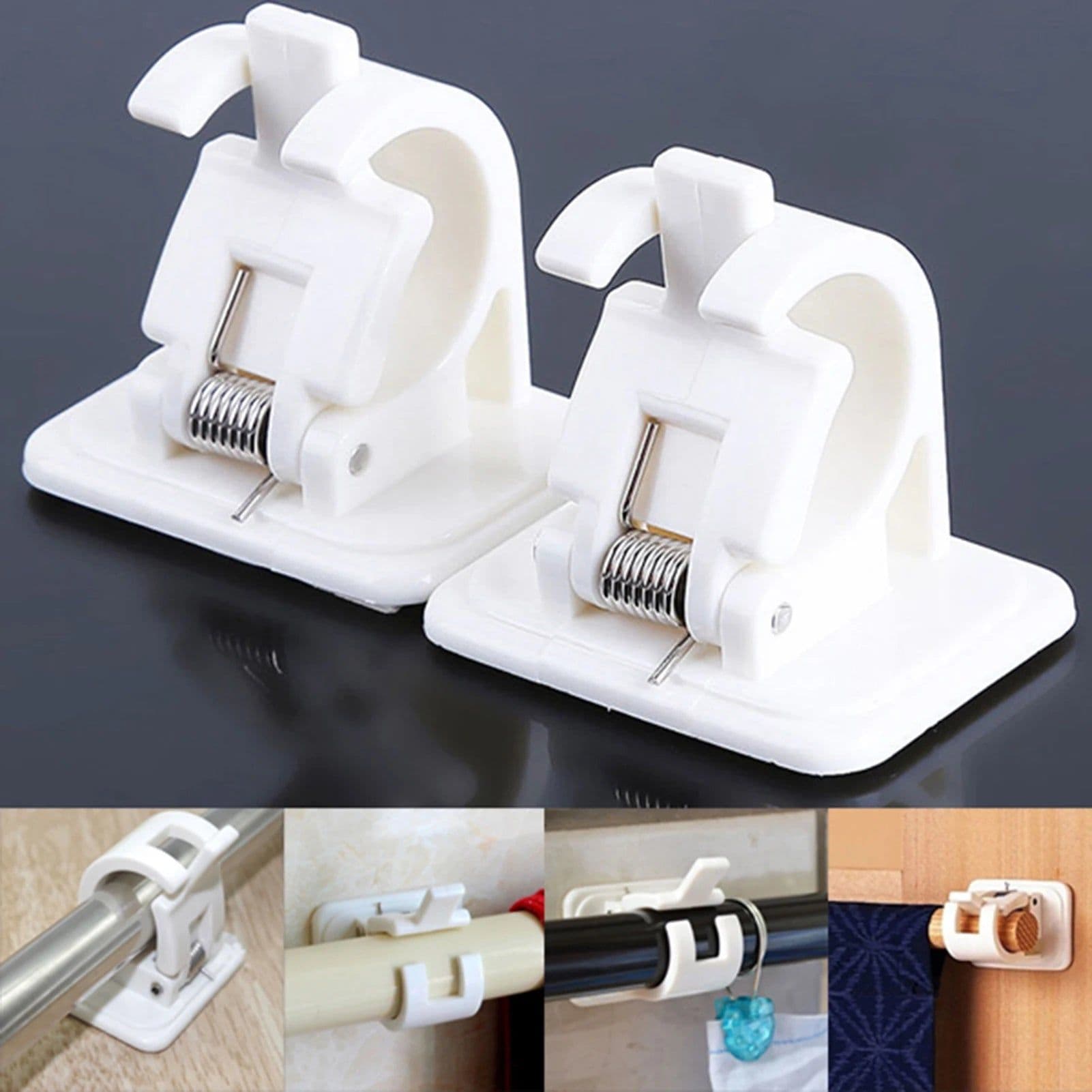 image-Adjustable Curtain Rod Without Drilling Metal Spring Loaded Bathroom Bar Shower Extendable Telescopic PolesHanging Rods 32-90cm