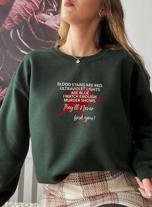 image-Blood Stains Are Red Ultraviolet Lights Are Blue Sweat Shirt