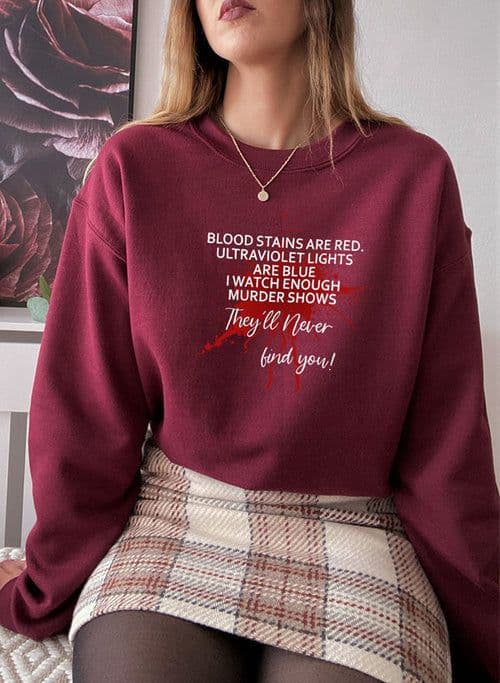 image-Blood Stains Are Red Ultraviolet Lights Are Blue Sweat Shirt