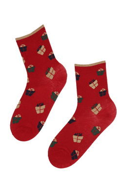 image-MERRY red socks with gifts for women
