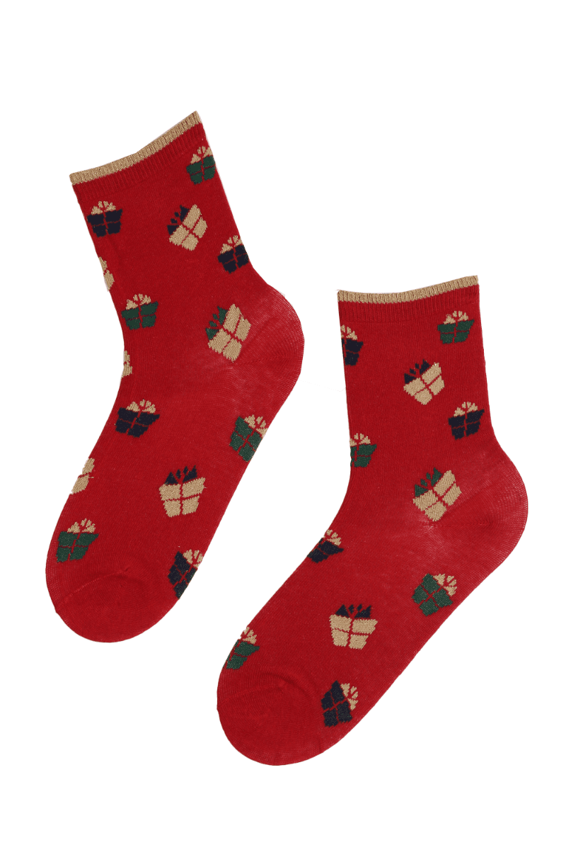 image-MERRY red socks with gifts for women