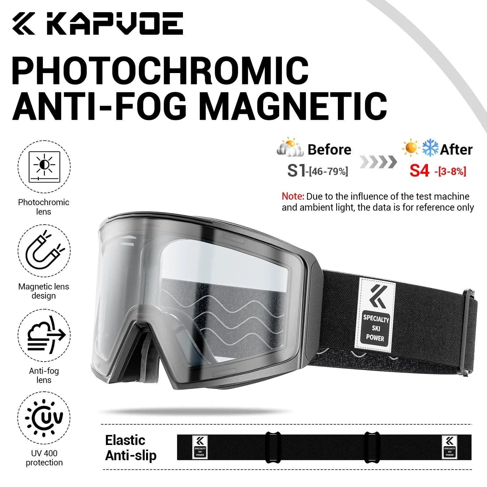 image-KAPVOE Photochromic Men Women Outdoor Sports Ski goggles Anti-fog Snowboarding Snowmobile Glasses UV400 Teen Charistmas Cycling