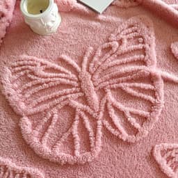 image-1pc Butterfly White Four Seasons Flannel Blanket with Exquisite 3D Butterfly Comfortable and Warm Suitable for Bed Sofa Camping