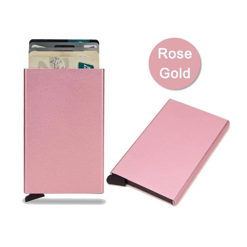 image-Rfid Smart Wallet Card Holder Metal Thin Slim Men Women Wallets Pop Up Minimalist Wallet Small Black Purse Vallet Walets for Men
