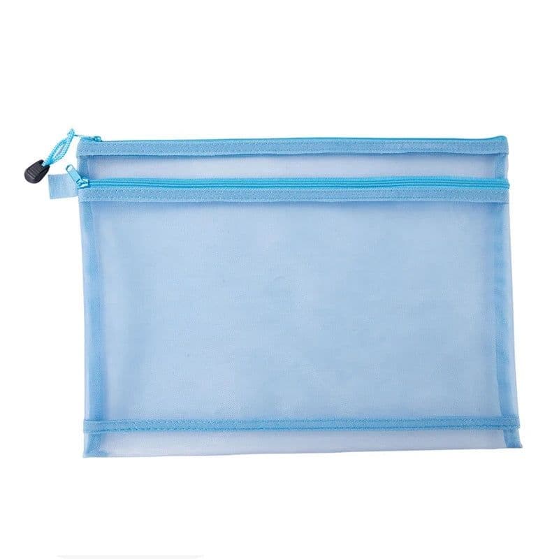 image-Transparent Waterproof Mesh Zipper Pouch Document Bag A4 Size File Folders for School Office Supplies Pencil Case Storage Bags
