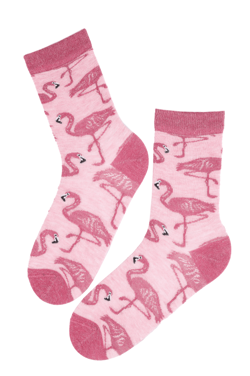image-MIAMI angora wool socks with flamingos