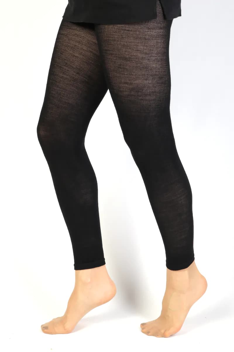 image-MILANA black merino wool leggings for women