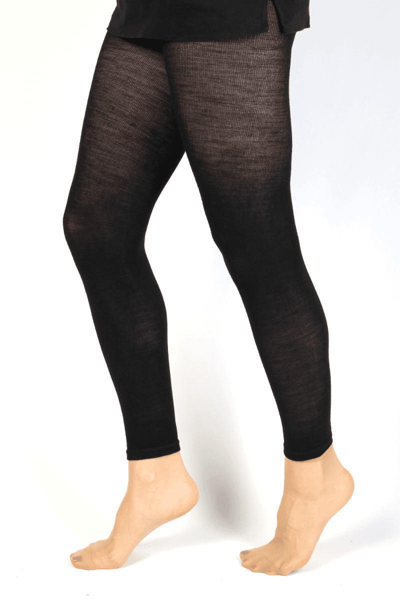 image-MILANA black merino wool leggings for women