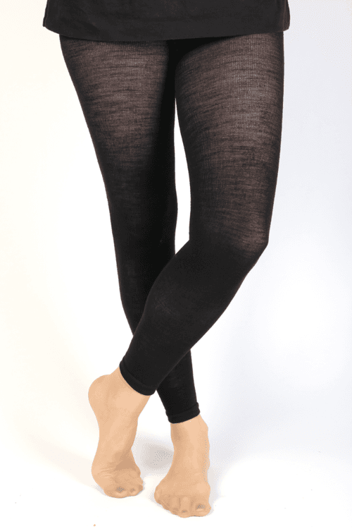 image-MILANA black merino wool leggings for women
