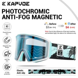 image-KAPVOE Photochromic Men Women Outdoor Sports Ski goggles Anti-fog Snowboarding Snowmobile Glasses UV400 Teen Charistmas Cycling