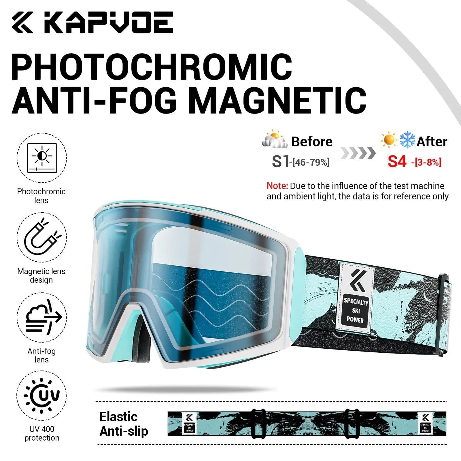 image-KAPVOE Photochromic Men Women Outdoor Sports Ski goggles Anti-fog Snowboarding Snowmobile Glasses UV400 Teen Charistmas Cycling