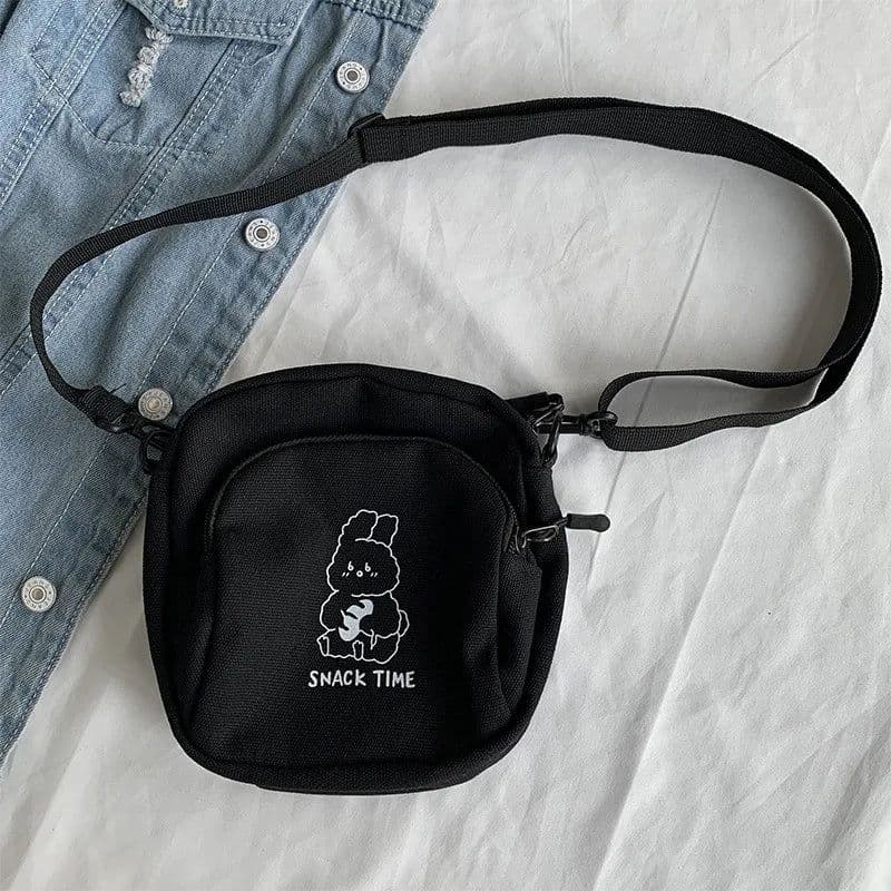 image-Cute Rabbit Canvas Women Small Crossbody Bag Casual Student Girls Messenger Bags Vintage Ladies Phone Purse Handbag Shoulder Bag