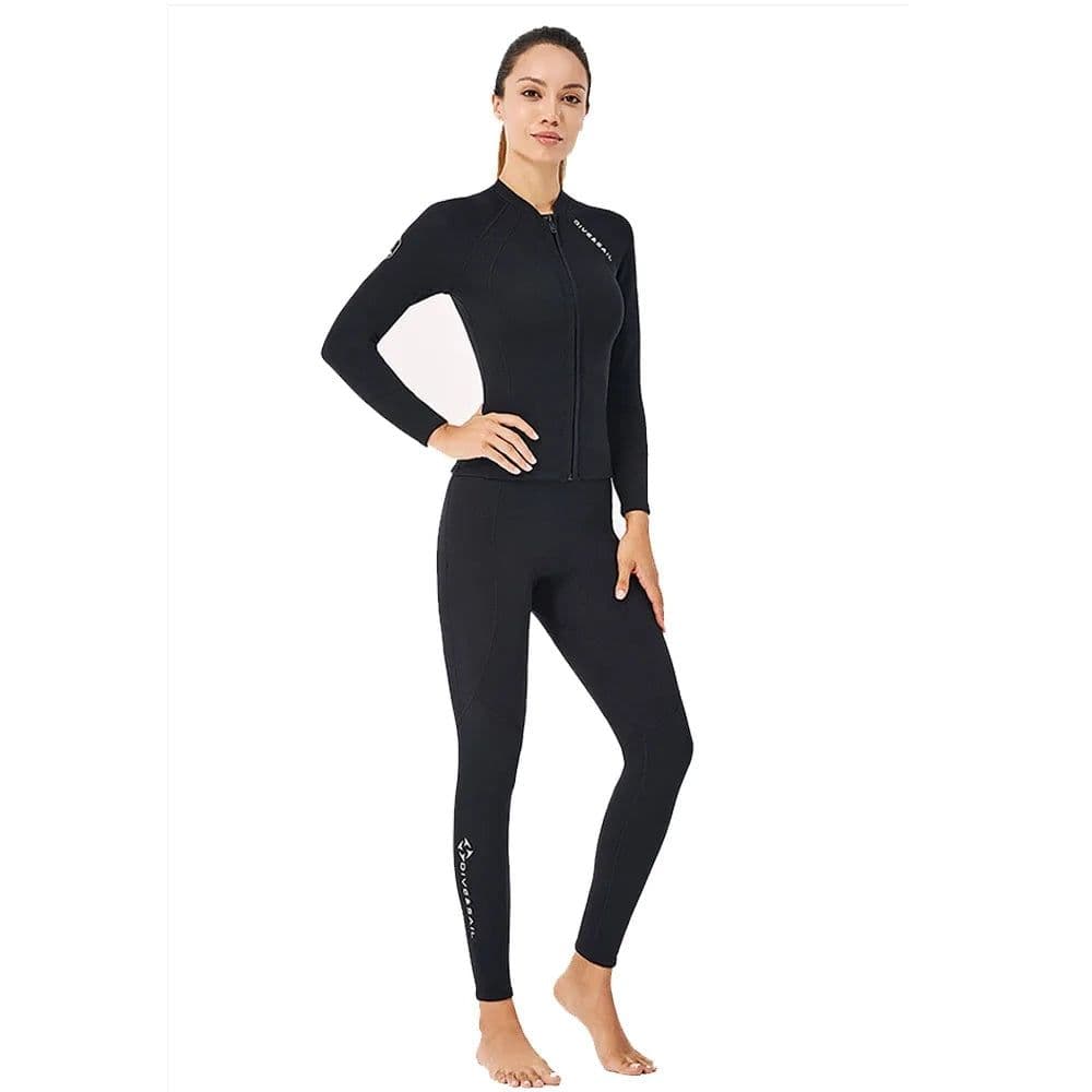 image-2mm Premium Diving Suit for Men Women Wetwuit Pants Split Body Jacket Pants Neoprene Swimwear Keep Warm Black