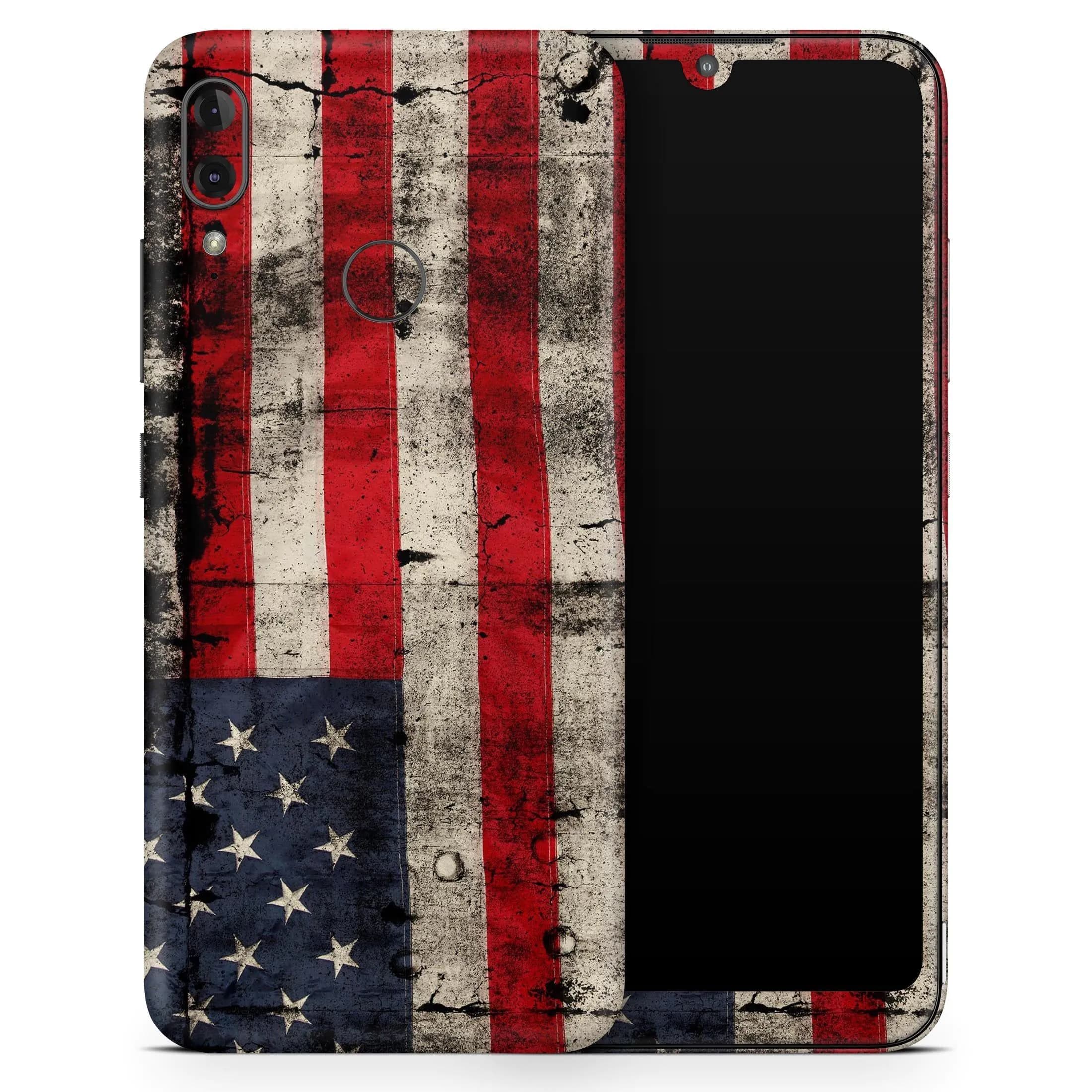 image-American Distressed Flag Panel - Full Body Skin Decal Wrap Kit for