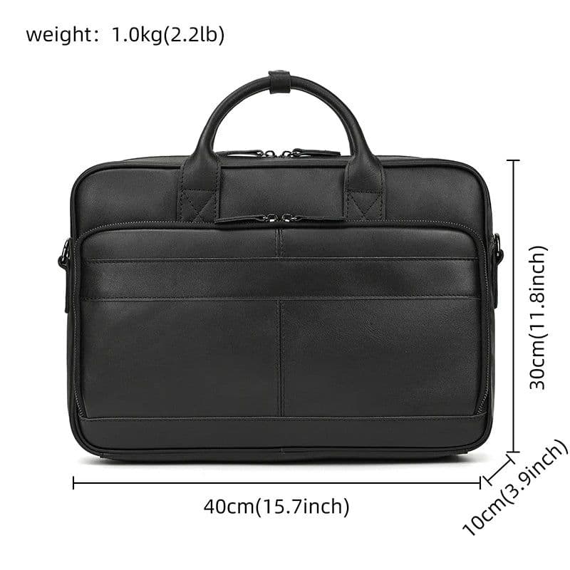image-Retro Laptop Briefcase Bag Genuine Leather Handbags Casual 15.6" Business Bag Daily Working Tote Bags Men Male bag for documents