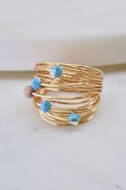image-Marcia Wire Wrap Ring with Blue Swarovski Crystals