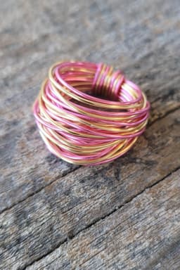 image-Marcia Wire Wrap Ring in Hot Pink with Gold