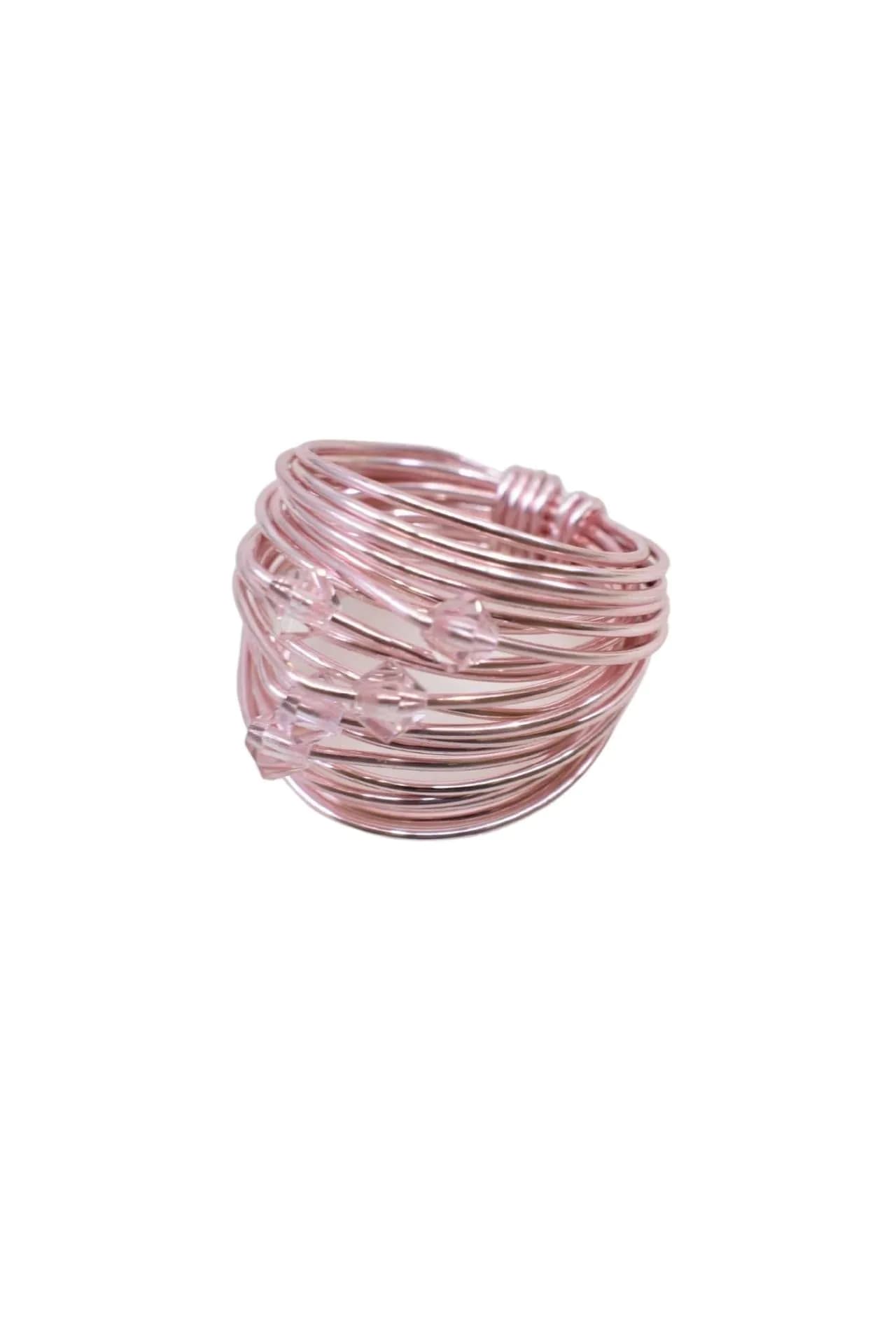 image-Rose Gold Marcia Ring with Light Pink Swarovski Crystals