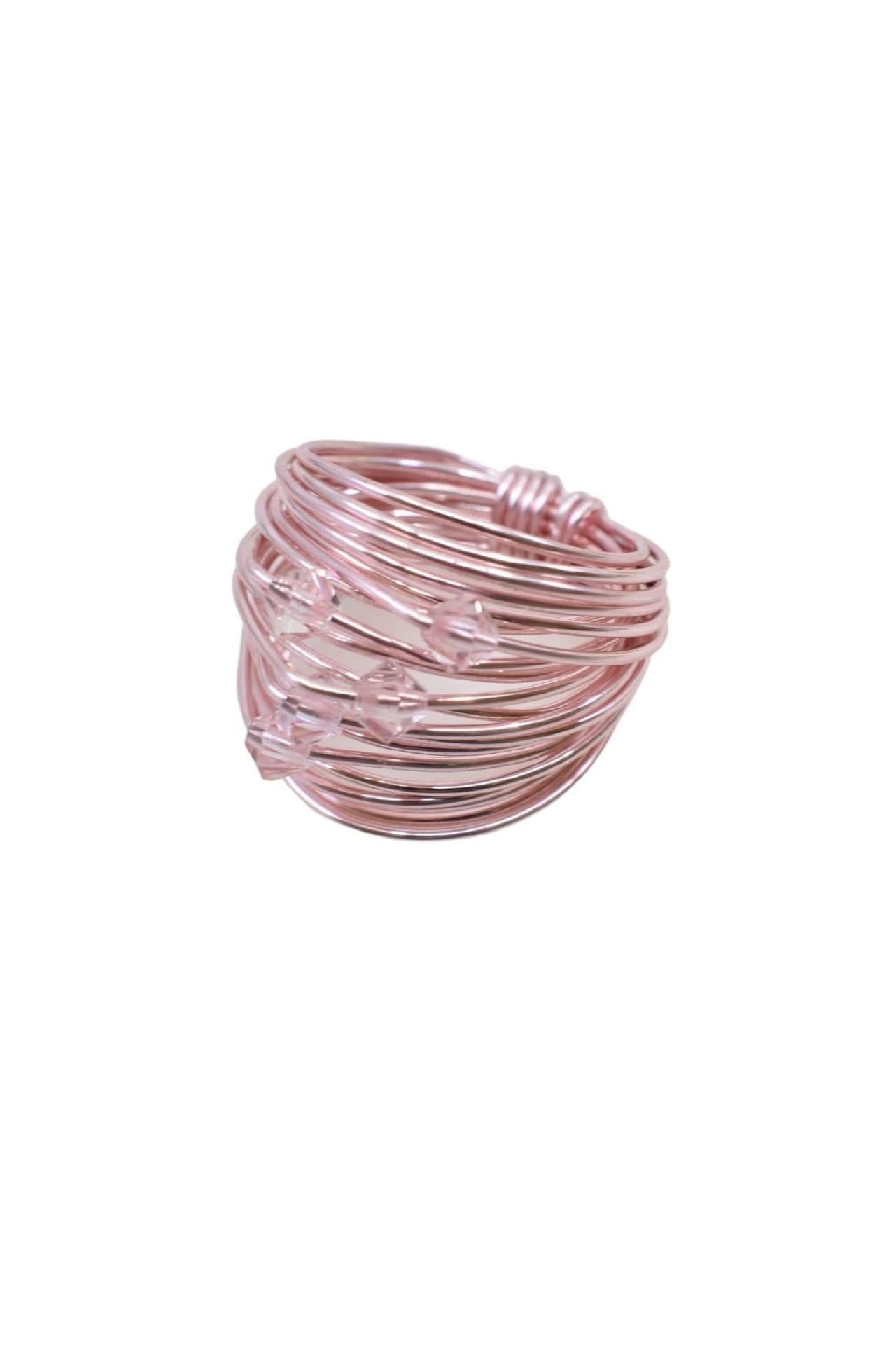 image-Rose Gold Marcia Ring with Light Pink Swarovski Crystals