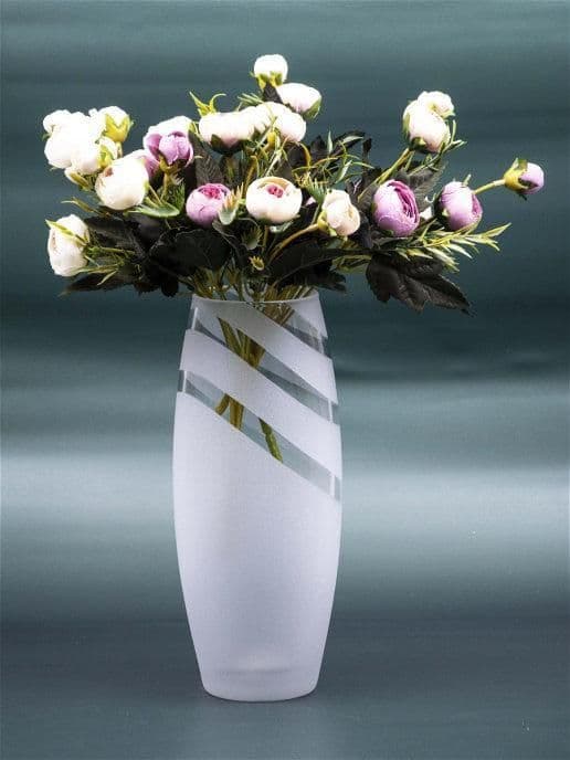 image-Matt Painted Art Glass Oval Vase for Flowers | Interior Design | Home Decor | Table vase | 7736/250/mt295