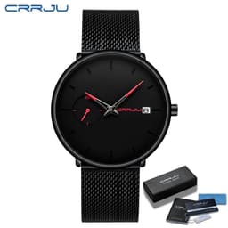 image-CRRJU Mens Watches Luxury Sport Wrist Watch Unique Design Stainless Steel Auto Date Mesh Strap Men Fashion Casual Quartz Watches