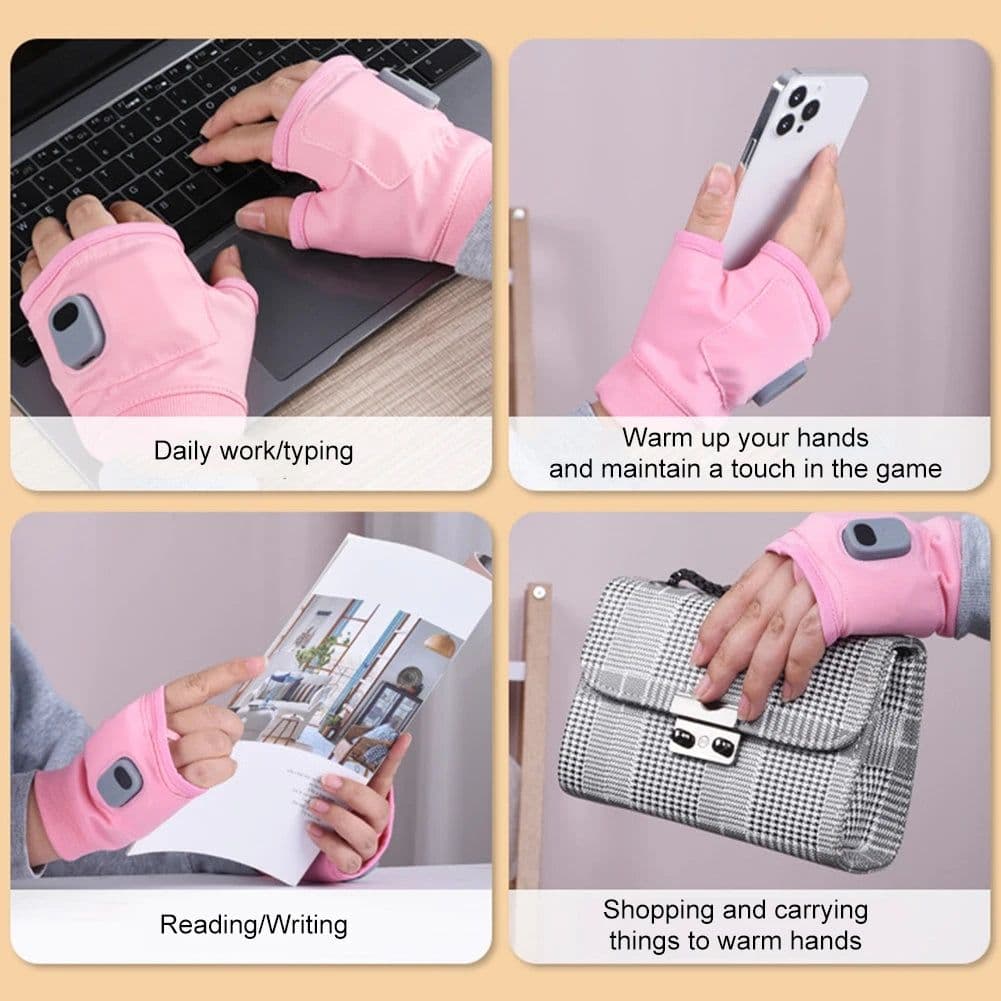 image-Winter Heating Gloves 360 Degree Heating Rechargeable Heated Gloves Fingerless Touchscreen for Outdoor Hiking Cycling