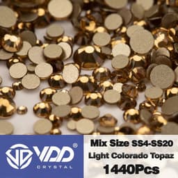 image-VDD SS4-SS20 Mix Size Clear Crystal Non-Hotfix Gold FlatBack Rhinestones Decorations DIY Glitter Stones 3D Nail Art Accessories