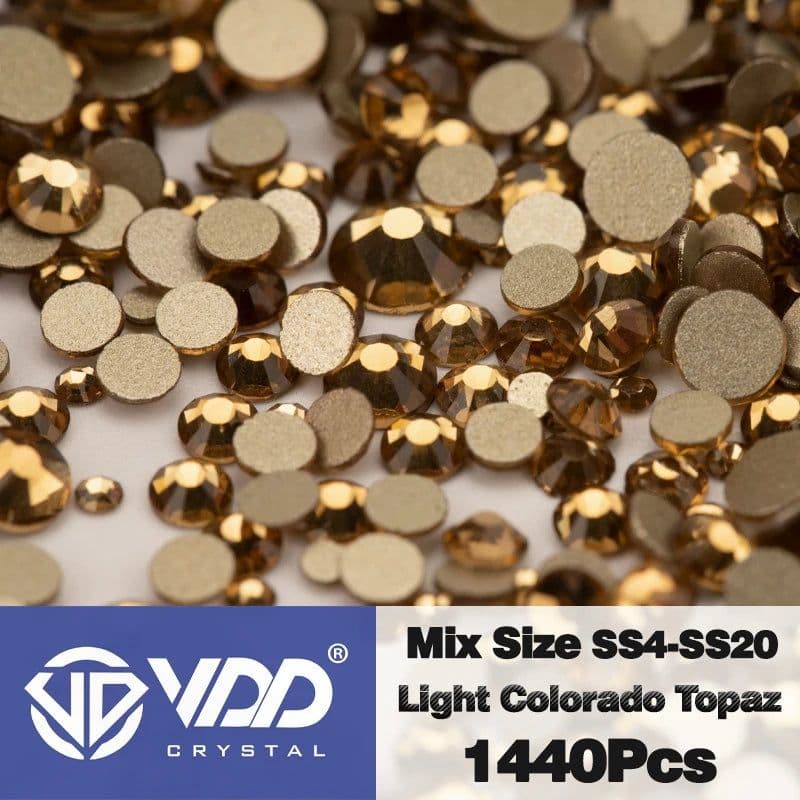 image-VDD SS4-SS20 Mix Size Clear Crystal Non-Hotfix Gold FlatBack Rhinestones Decorations DIY Glitter Stones 3D Nail Art Accessories
