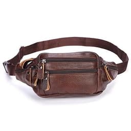 image-Fashion Men Genuine Leather Fanny Bag for Phone Pouch Male Leather Messenger Bags Brand Fanny Pack Male Travel Waist Bag Men