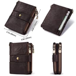 image-KAVIS 100% Genuine Leather Rfid Wallet Men Crazy Horse Wallets Coin Purse Short Male Money Bag Quality Designer Mini Walet Small