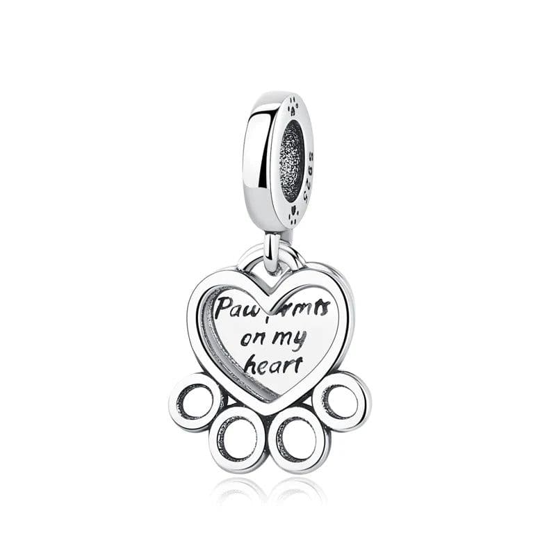 image-Original 925 Sterling Silver Charms Love Pets Dog Cat Paw Print Pendant Beads Fit Brand Bracelets Necklaces Women DIY Jewelry