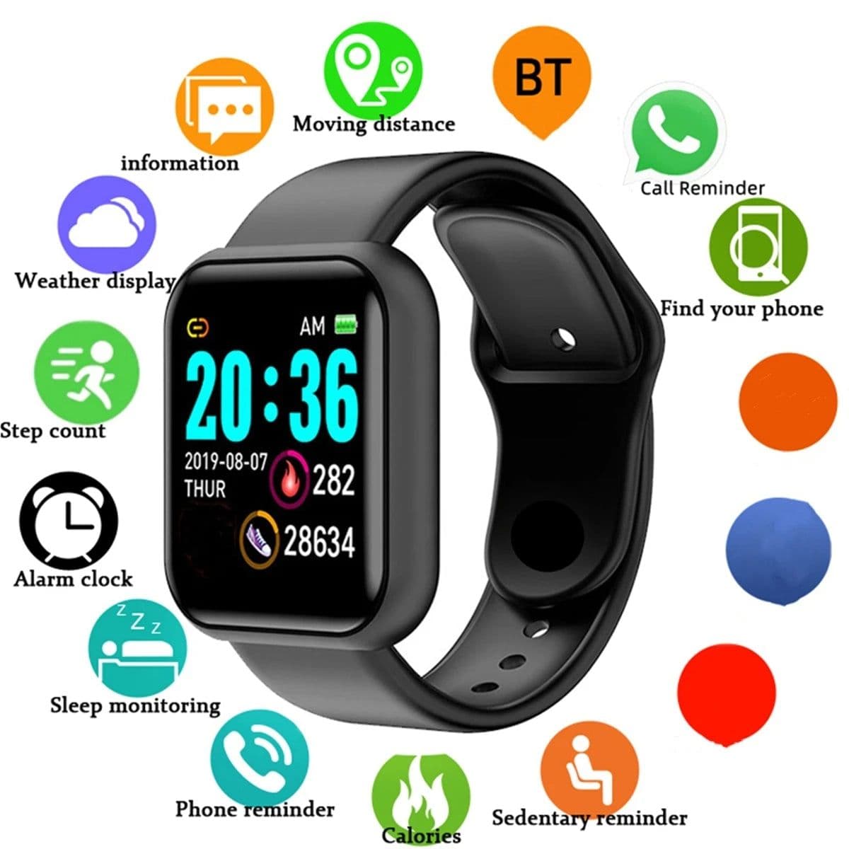 image-Smartwatch Men Women Wristwatches Smart Watch Message Fitness Monitor Bracelet Birthday Gift Electronic Clock For Android IOS