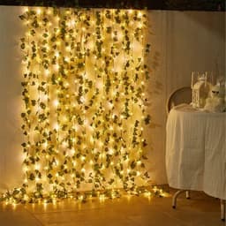 image-Flower Green Leaf String Lights Artificial Vine Fairy Lights Battery Powered Christmas Tree Garland Light for Weeding Home Decor