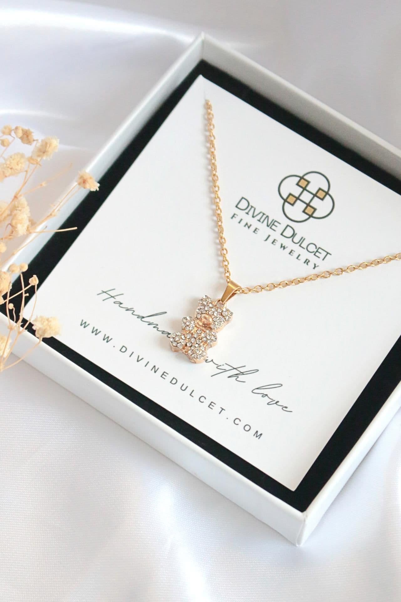 image-Candy Bear 24K CZ Teddy Bear Pendant Necklace