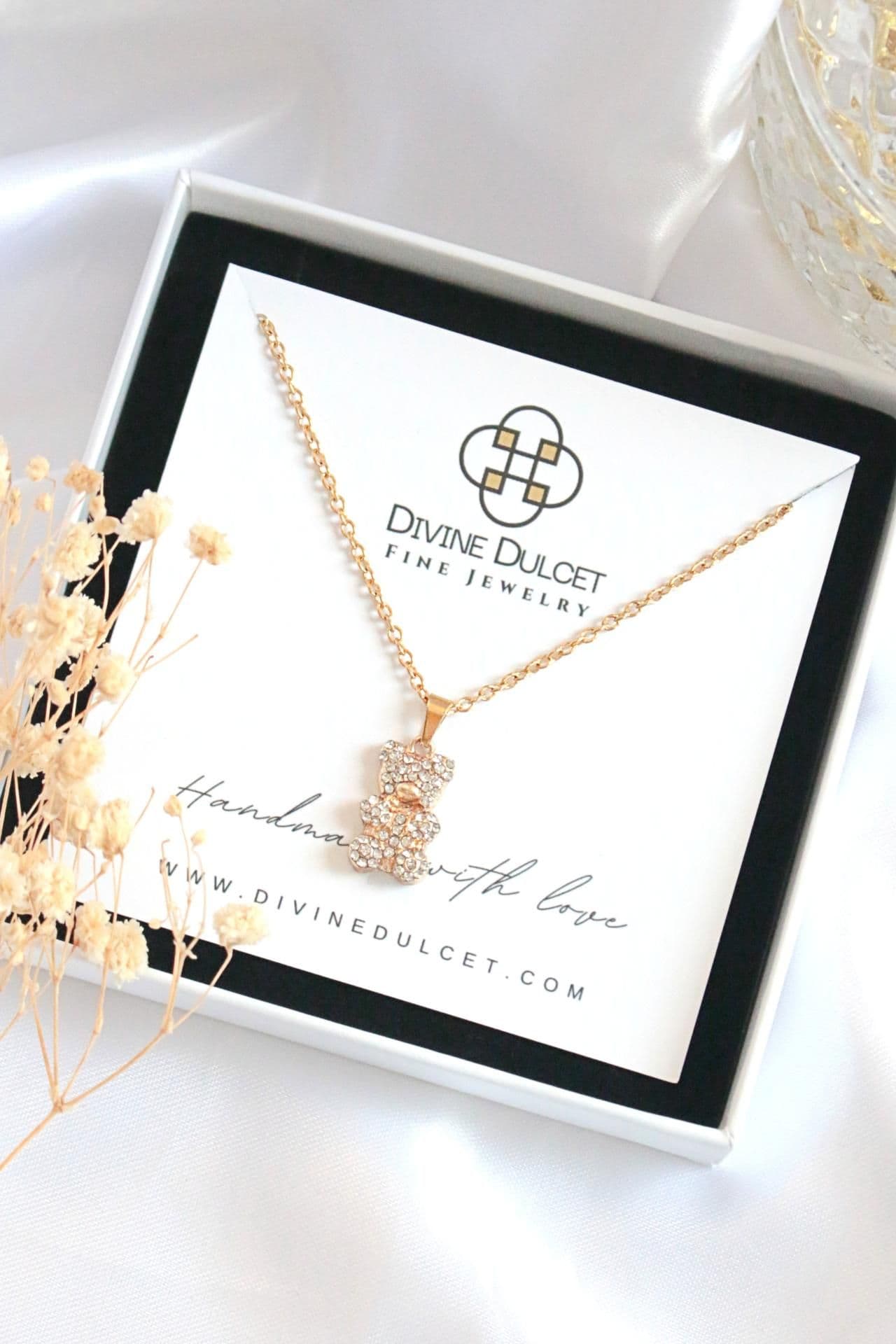 image-Candy Bear 24K CZ Teddy Bear Pendant Necklace