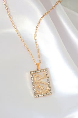 image-24K CZ Chinese Dragon Necklace