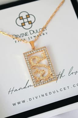 image-24K CZ Chinese Dragon Necklace