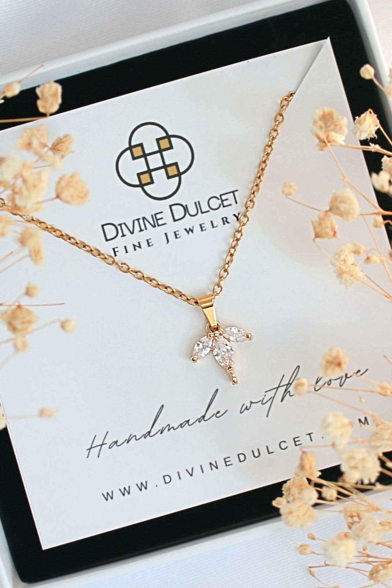 image-Bloom 24K CZ Flower Petal Pendant Necklace